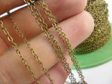 Antique Bronze Chain, 1 Meter - 3.3 Feet (1.5x2mm) Antique Bronze Tone Brass Soldered Chain - Y006