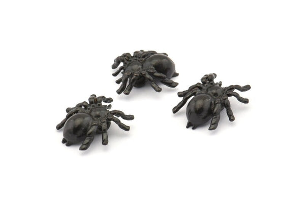 Black Spider Pendant, 6 Oxidized Black Brass Spider Bracelet Finding, Pendants, Necklace Findings (14x13mm) N0353 S910