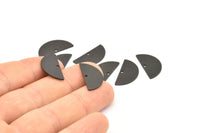 Black Semi Circle, 12 Oxidized Black Brass Textured Half Moon Charms With 1 Hole, Pendants (21x10.5x0.80mm) D0596 S912