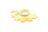 Brass Badge Charm, 2 Raw Brass Rosette Charm Pendants, Earrings, Findings (31x21mm) N0785