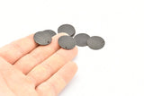 Black Round Tag, 6 Oxidized Black Brass Textured Round Stamping Blanks With 1 Hole, Charms, Pendants, Findings (18x1mm) D0815 S955