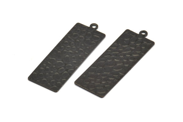 Black Necklace Bar, 8 Oxidized Black Brass Hammered Rectangle Stamping Blanks With 1 Loop, Earrings, (35x12x0.60mm) D850 S950