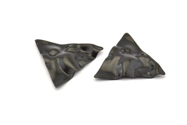 Black Triangle Charm, 8 Oxidized Black Brass Wavy Triangle Charms With 1 Hole, Earrings, Findings (22x0.60mm) D0791 S959