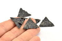 Black Triangle Charm, 8 Oxidized Black Brass Wavy Triangle Charms With 1 Hole, Earrings, Findings (22x0.60mm) D0791 S959