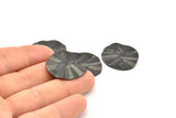 Black Wavy Disc, 6 Oxidized Black Brass Wavy Disc Charms With 1 Hole, Earrings, Findings (29x25x0.60mm) D0834