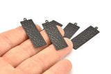 Black Necklace Bar, 8 Oxidized Black Brass Hammered Rectangle Stamping Blanks With 1 Loop, Earrings, (35x12x0.60mm) D850 S950