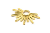 Brass Badge Charm, 4 Raw Brass Rosette Charms, Pendants, Earrings, Findings (33x20mm) N0946