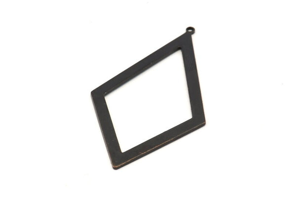 Black Diamond Charm, 4 Oxidized Black Brass Rhombus Charms With 1 Loop, Pendants, Earrings, Findings (55x31x1mm) D0703 S1007