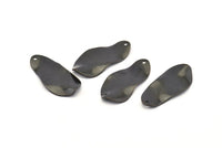 Black Oval Charm, 6 Oxidized Black Brass Wavy Oval Charms With 1 Hole, Earrings, Findings (33x15x1mm) D0790 S1008