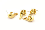 Brass Bird Earring, 200 Raw Brass Bird Skull Stud Earrings (26x11x6mm) N0958