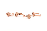 Rose Gold Ring Settings, 2 Rose Gold Plated Brass Adjustable Sunrise Rings - Pad Size 6mm N0738 Q0815