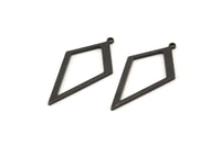 Black Diamond Charm, 24 Oxidized Black Brass Rhombus Charms With 1 Loop, Earrings, Findings (28x13x0,80mm) D855 S1027