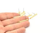 Brass Stick Earring, 12 Raw Brass Bar Stud Earrings With 1 Hole (2x25mm) BS 1779 A1194