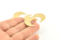 Brass Moon Charm, 20 Raw Brass Horn Charms With 2 Holes, Findings, Connectors (25x12x0.50mm) D1297