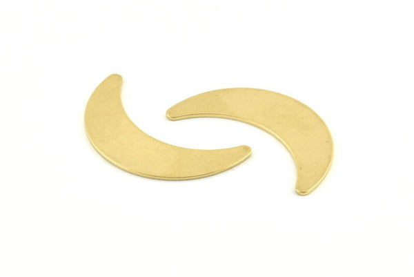 Brass Moon Blank, 24 Raw Brass Crescent Moon Blanks Without Holes (28x8x0.65mm) D949