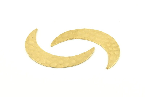 Brass Moon Blank, 8 Hammered Raw Brass Crescent Moon Blanks Without Holes (42x10x0.80mm) D1216