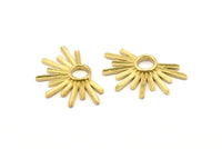 Brass Badge Charm, 4 Raw Brass Rosette Charms, Pendants, Earrings, Findings (33x20mm) N0946