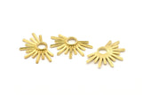 Brass Badge Charm, 4 Raw Brass Rosette Charms, Pendants, Earrings, Findings (33x20mm) N0946