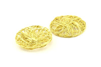 Brass Round Charm, 2 Raw Brass Wire Charms, Earrings, Findings (46mm) D1304