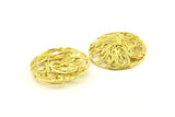 Brass Round Charm, 2 Raw Brass Wire Charms, Earrings, Findings (38mm) D1320