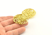 Brass Round Charm, 2 Raw Brass Wire Charms, Earrings, Findings (38mm) D1320