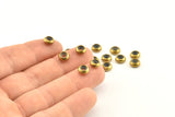 Brass Bead Keeper, 12 Raw Brass Bead Keeper, Silicone And Brass, Rondelle (7x3mm) D965