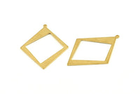 Brass Diamond Charm, 8 Raw Brass Rhombus Charms With 1 Loop, Pendants, Earrings, Findings (42x30x0.80mm) D1050