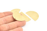 Brass Half Moon, 8 Raw Brass Semi Circle Blanks With 2 Holes, Charms, Earrings, Pendants (34x20x0.80mm) D0749