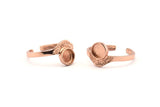 Rose Gold Ring Settings, 2 Rose Gold Plated Brass Adjustable Sunrise Rings - Pad Size 6mm N0738 Q0815