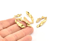 Brass Wavy Charm, 12 Raw Brass Wavy U Shaped Charms With 1 Hole, Earrings, Findings (34x18x0.50mm) D1204