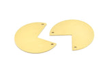 Brass Pizza Slice, 6 Raw Brass Three Quarters Stamping Blank Charms With 2 Holes, Pendants, Findings (30x35x0.80mm) A0976