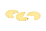 Brass Pizza Slice, 6 Raw Brass Three Quarters Stamping Blank Charms With 2 Holes, Pendants, Findings (30x35x0.80mm) A0976