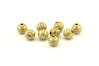 Brass Ball Bead, 24 Raw Brass Spacer Beads, Findings (8mm) D1267