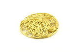 Brass Round Charm, 2 Raw Brass Wire Charms, Earrings, Findings (38mm) D1320