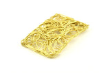 Brass Rectangle Charm, 2 Raw Brass Rectangle Wire Charms, Earrings, Findings (60x40mm) D1323