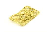 Brass Rectangle Charm, 2 Raw Brass Rectangle Wire Charms, Earrings, Findings (60x40mm) D1323