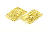 Brass Rectangle Charm, 2 Raw Brass Rectangle Wire Charms, Earrings, Findings (60x40mm) D1323