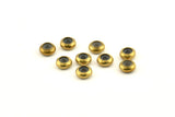 Brass Bead Keeper, 12 Raw Brass Bead Keeper, Silicone And Brass, Rondelle (7x3mm) D965