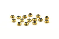 Brass Bead Keeper, 12 Raw Brass Bead Keeper, Silicone And Brass, Rondelle (7x3mm) D965