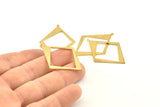 Brass Diamond Charm, 8 Raw Brass Rhombus Charms With 1 Loop, Pendants, Earrings, Findings (42x30x0.80mm) D1050