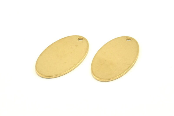 Brass Oval Charm, 12 Raw Brass Oval Charms With 1 Hole, Earrings, Findings (21x12x0.80mm) D1112