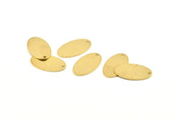 Brass Oval Charm, 12 Raw Brass Oval Charms With 1 Hole, Earrings, Findings (21x12x0.80mm) D1112