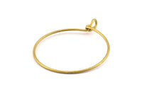 Brass Round Charm, 12 Raw Brass Wire Round Charms With 1 Loop, Earrings, Pendants, Findings (62x50x1.5mm) D1298