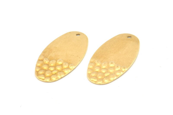 Brass Oval Charm, 12 Raw Brass Oval Charms With 1 Hole, Pendants, Earrings, Findings (29.5x15x0.80mm) D985