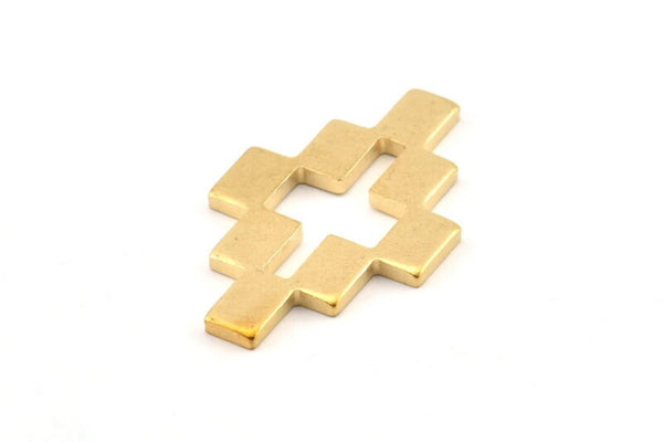 Brass Puzzle Blank, 4 Raw Brass Necklace Connectors, Earrings, Findings (35x22x2mm) D981