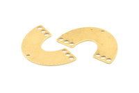 Brass U Charm, 6 Hammered Raw Brass U Shaped Connectors With 7 Holes, Earrings, Pendants, Findings (41x25x1mm) D1169