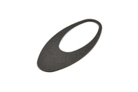 Black Ellipse Charm, 4 Oxidized Black Brass Textured Ellipse Shaped Charms Without Hole, Findings (49x24x0.70mm) D0814