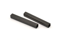 Black Tube Beads - 10 Square Oxidized Black Brass Tubes (40x5x5mm) Sq04 Brc280 S184