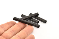 Black Tube Beads - 10 Square Oxidized Black Brass Tubes (40x5x5mm) Sq04 Brc280 S184