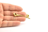 Bird Skull Earring, 2 Raw Brass Bird Skull Stud Earrings (52x10mm) N0494 A1212